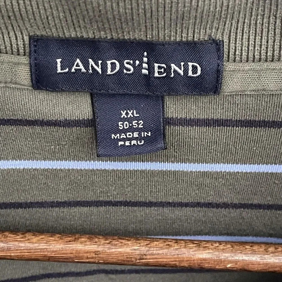 Lands End Polo Shirt Striped Size XXL 50-52 Short Sleeve Business Cotton - Picture 3 of 5